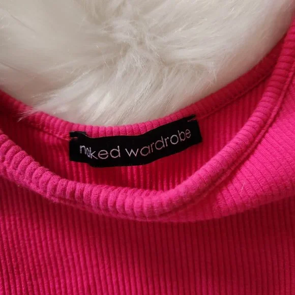 Naked Wardrobe Rasberry Snatched Bodysuit and Tube Top Lot L M - Picture 4 of 12